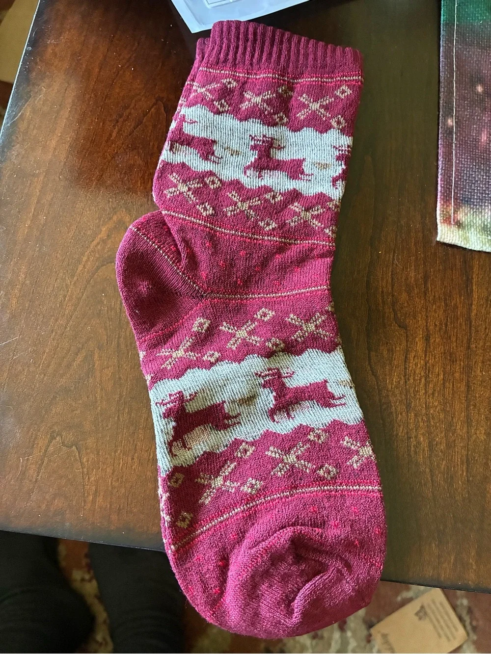Women’s Festive Reindeer Crew Socks - assorted colors. Runs a little small.